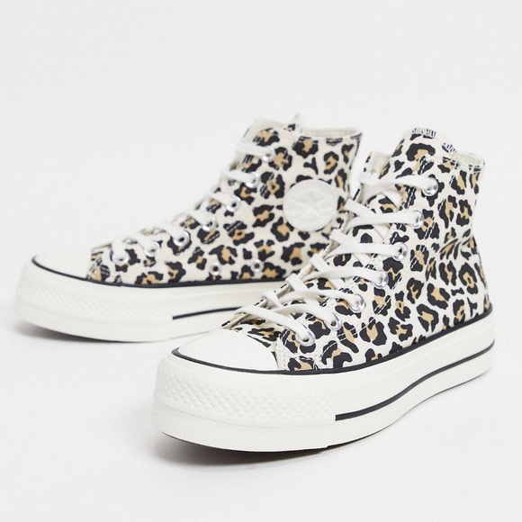 Converse Shoes - Converse Platform Leopard High Top Sneakers - Size 8